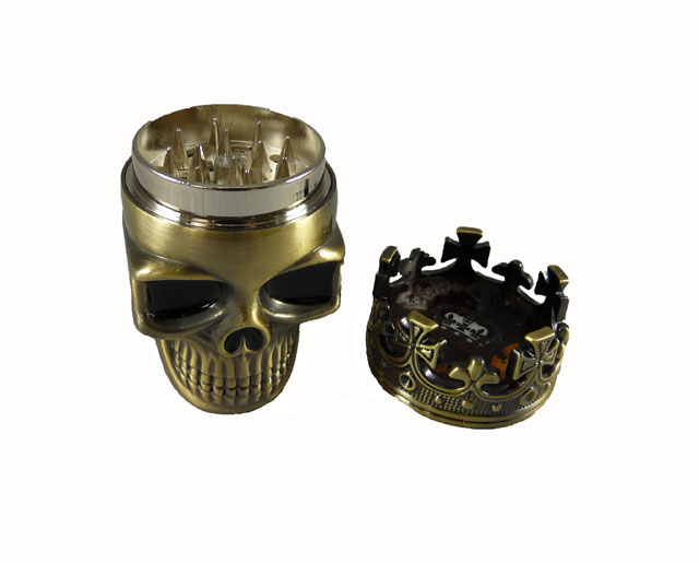 TOBACCO SKULL HEAD WITH CROWN GRINDER 3 PARTS 6CT DISPLAY